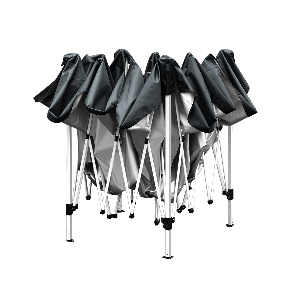 Instahut Gazebo Pop Up Marquee 3x3 Wedding Side Mesh Wall Outdoor Gazebos Black-Home & Garden > Shading-PEROZ Accessories