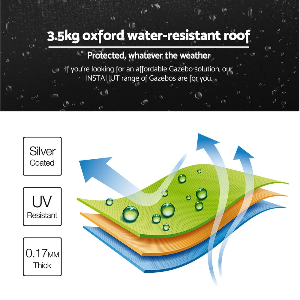 Instahut Gazebo Pop Up 3x6m w/Base Podx4 Marquee Folding Outdoor Wedding Camping Tent Shade Canopy Black-Home & Garden > Shading-PEROZ Accessories