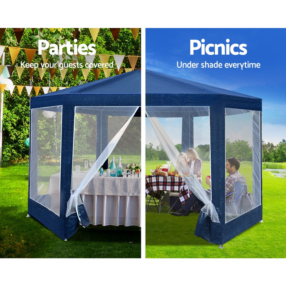 Instahut Gazebo Wedding Party Marquee Tent Canopy Outdoor Camping Gazebos Navy-Home & Garden > Shading-PEROZ Accessories