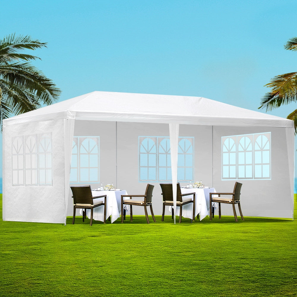 Instahut Gazebo 3x6 Outdoor Marquee Side Wall Party Wedding Tent Camping White-Home & Garden > Shading-PEROZ Accessories
