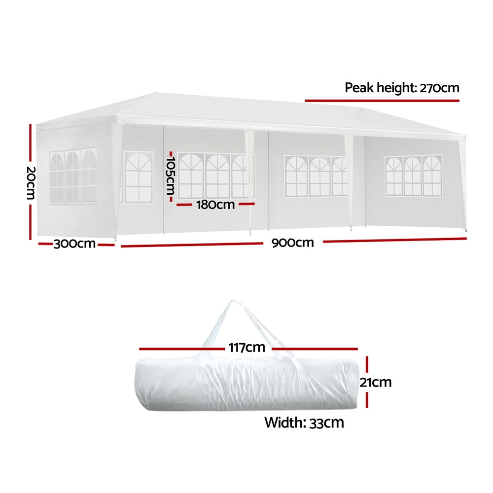 Instahut Gazebo 3x9 Outdoor Marquee Party Wedding Outdoor Tent Canopy Camping-Home & Garden > Shading-PEROZ Accessories