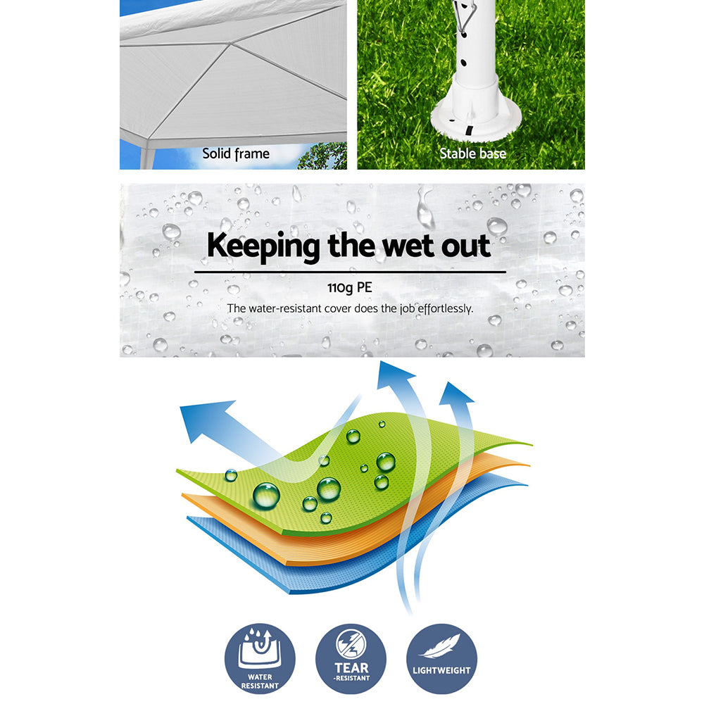 Instahut Wedding Gazebo Outdoor Marquee Party Tent Event Canopy Camping 3x3 White-Home & Garden > Shading-PEROZ Accessories