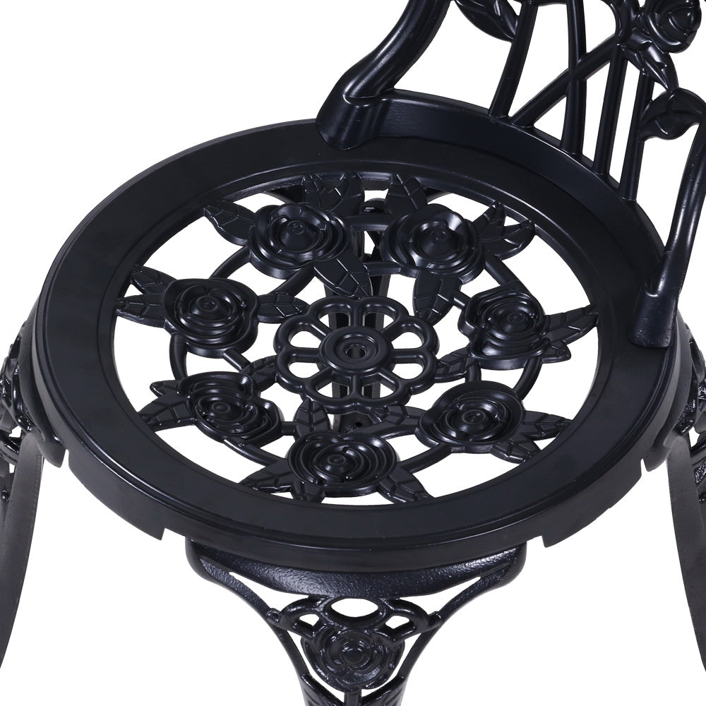 Gardeon 3PC Outdoor Setting Cast Aluminium Bistro Table Chair Patio Black-Furniture > Outdoor-PEROZ Accessories