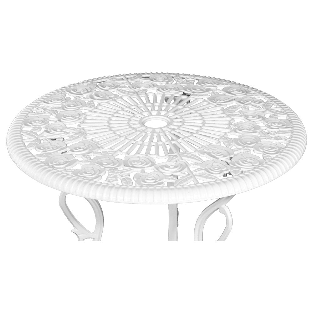 Gardeon Outdoor Furniture Chairs Table 3pc Aluminium Bistro White-Furniture > Outdoor-PEROZ Accessories