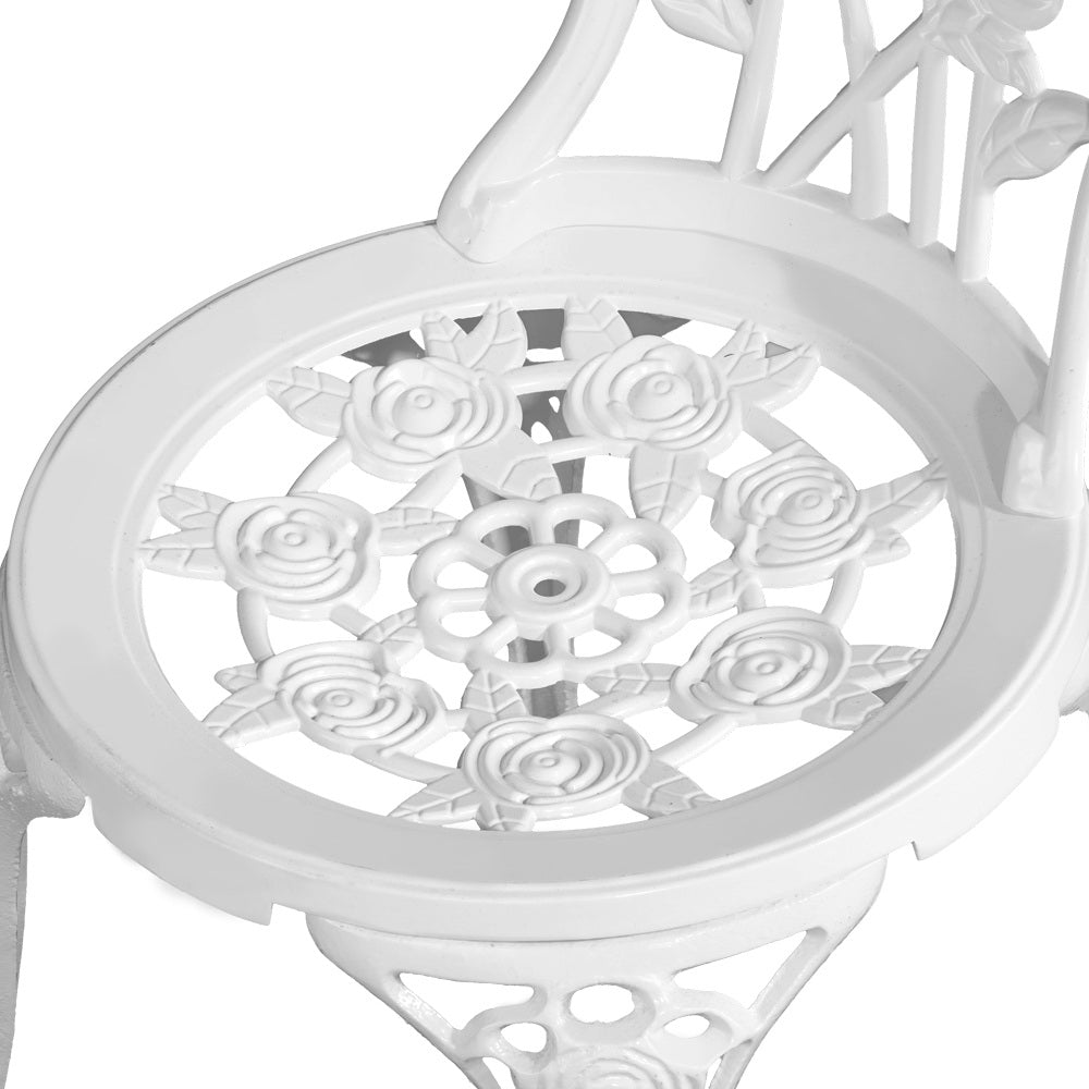 Gardeon Outdoor Furniture Chairs Table 3pc Aluminium Bistro White-Furniture > Outdoor-PEROZ Accessories