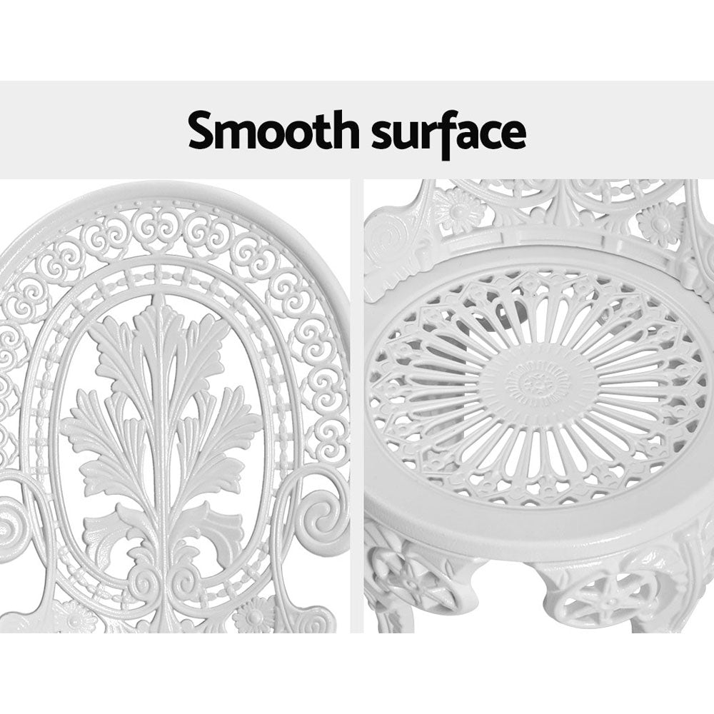 Gardeon 3PC Patio Furniture Outdoor Bistro Set Dining Chairs Aluminium White-Furniture > Outdoor-PEROZ Accessories