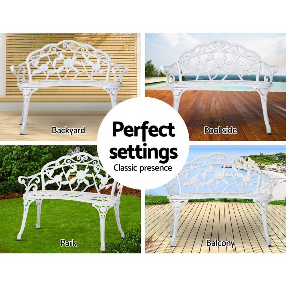 Gardeon Victorian Garden Bench White-Benches-PEROZ Accessories