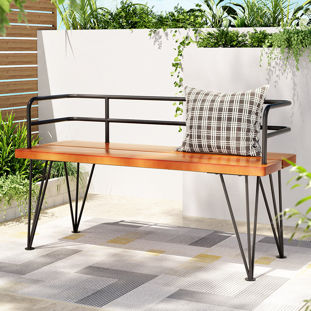 Gardeon Outdoor Garden Bench Lounge Chair Wooden Steel 3 Seater Patio Furniture-Home &amp; Garden &gt; Bedding-PEROZ Accessories