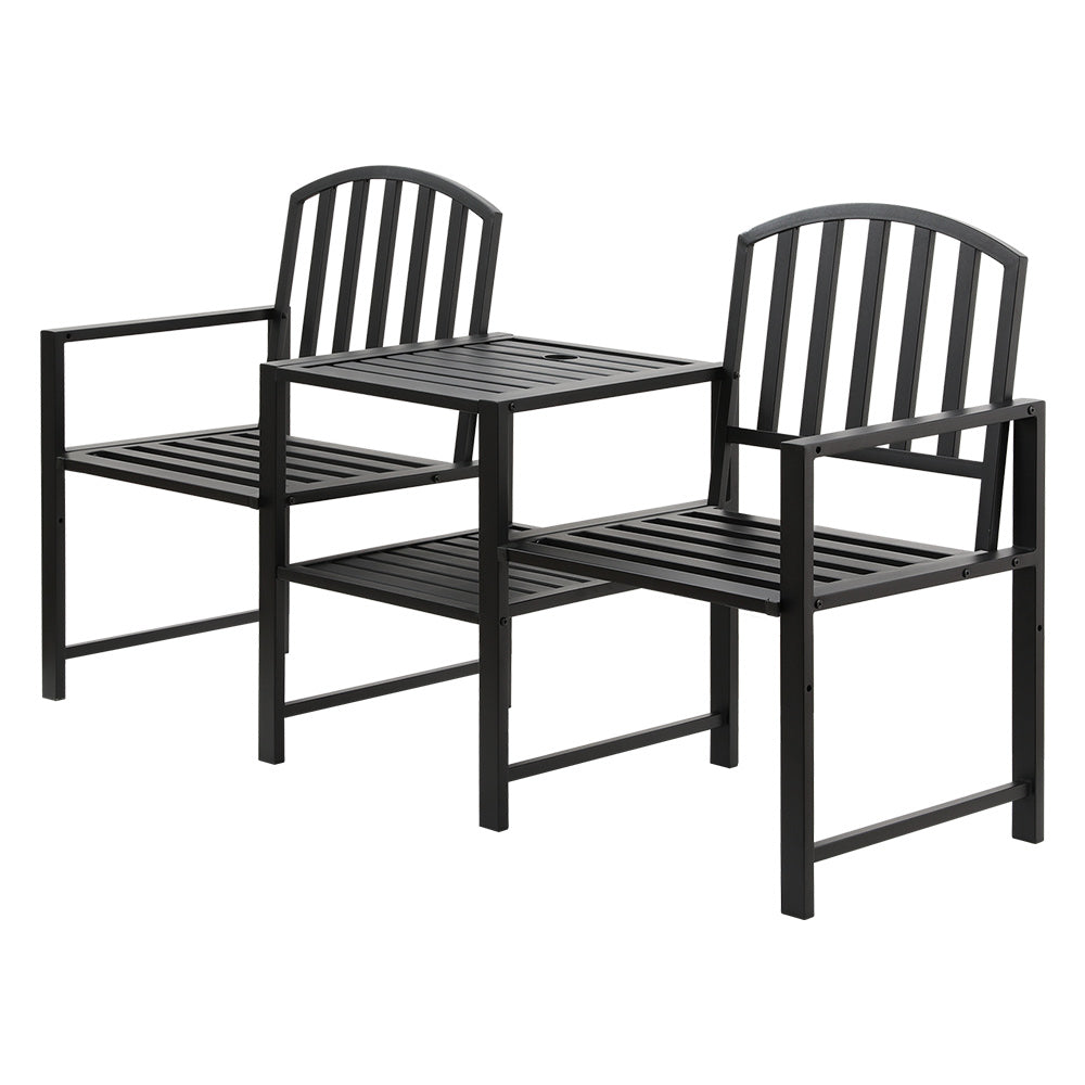 Gardeon Outdoor Garden Bench Steel Table and chair Patio Furniture Loveseat Park-Furniture &gt; Outdoor-PEROZ Accessories