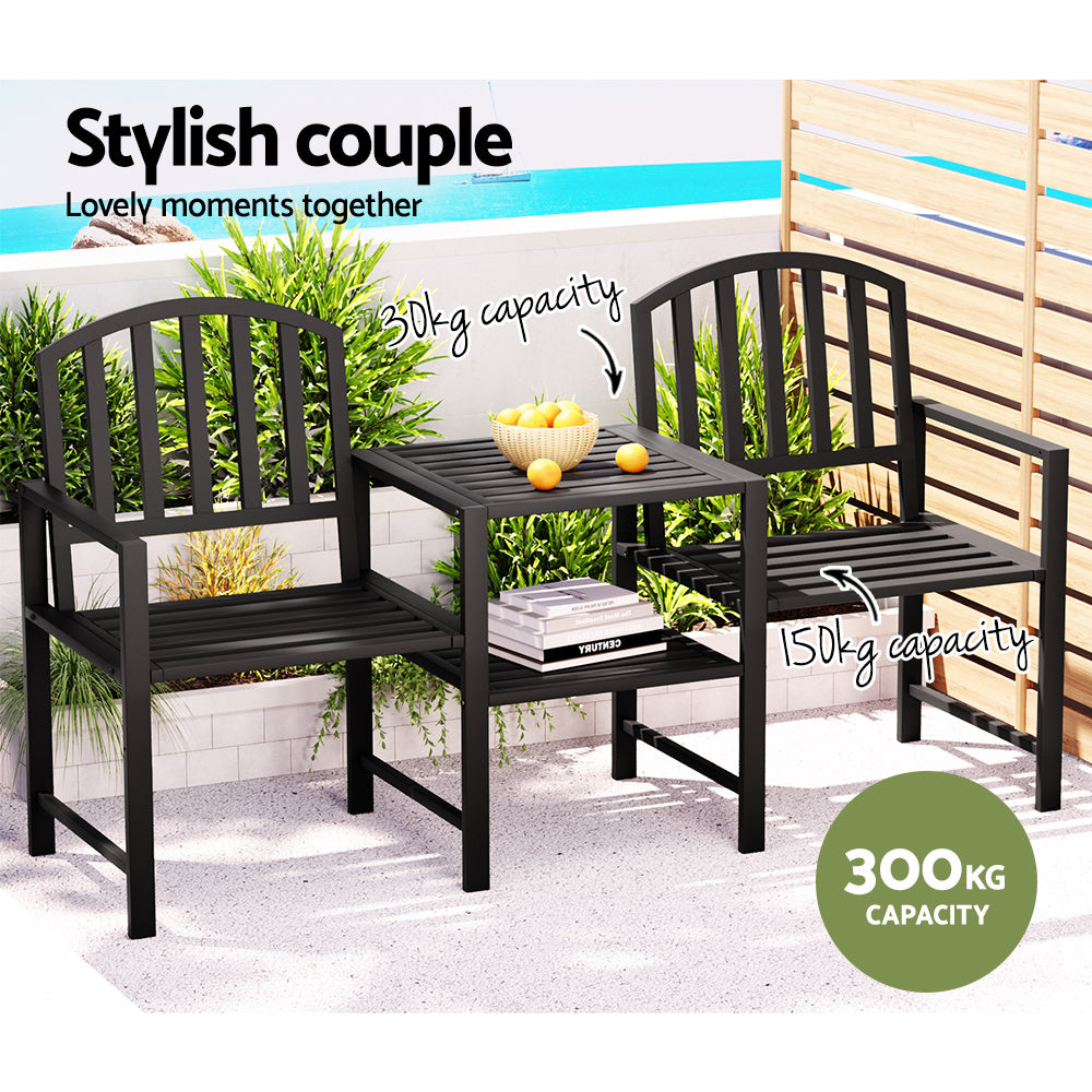 Gardeon Outdoor Garden Bench Steel Table and chair Patio Furniture Loveseat Park-Furniture > Outdoor-PEROZ Accessories