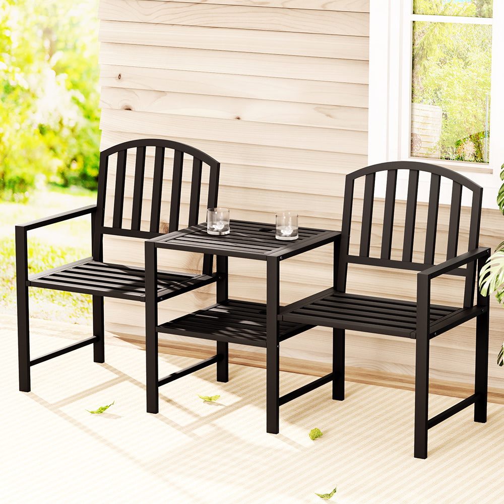 Gardeon Outdoor Garden Bench Steel Table and chair Patio Furniture Loveseat Park-Furniture > Outdoor-PEROZ Accessories