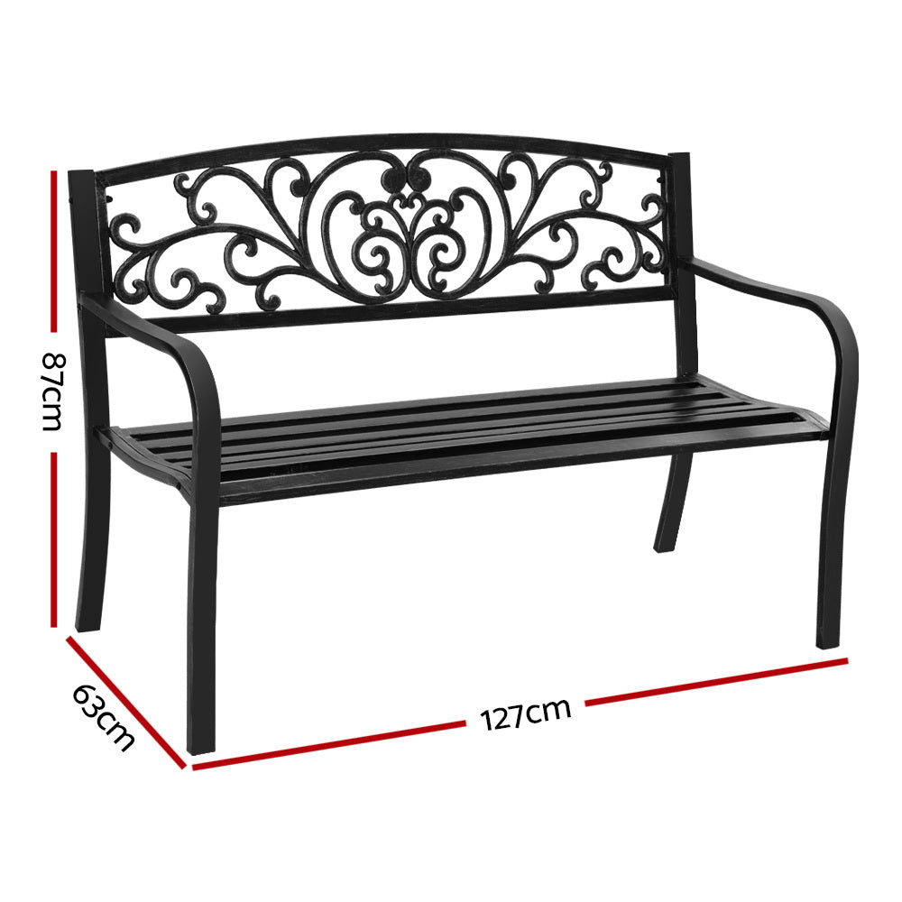 Gardeon Outdoor Garden Bench - Black-Furniture > Outdoor-PEROZ Accessories