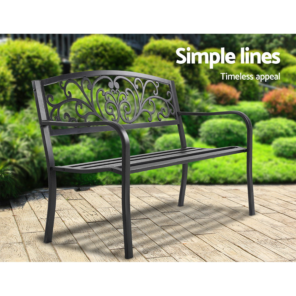 Gardeon Outdoor Garden Bench - Black-Furniture > Outdoor-PEROZ Accessories