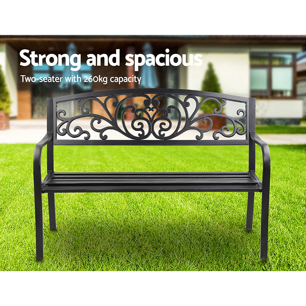 Gardeon Outdoor Garden Bench - Black-Furniture > Outdoor-PEROZ Accessories