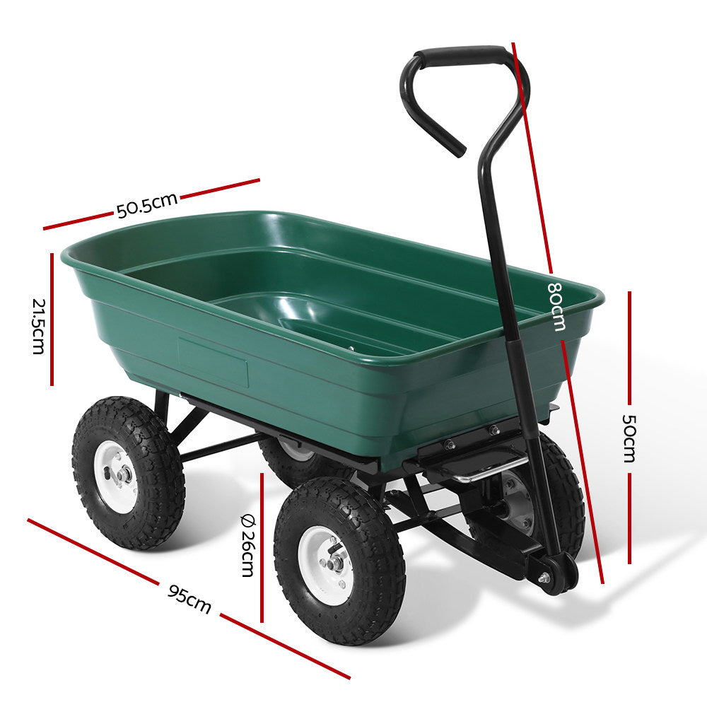 Gardeon 75L Garden Dump Cart - Green-Home & Garden > Garden Tools-PEROZ Accessories