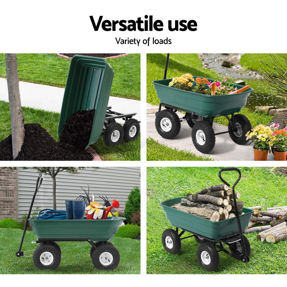 Gardeon 75L Garden Dump Cart - Green-Home & Garden > Garden Tools-PEROZ Accessories