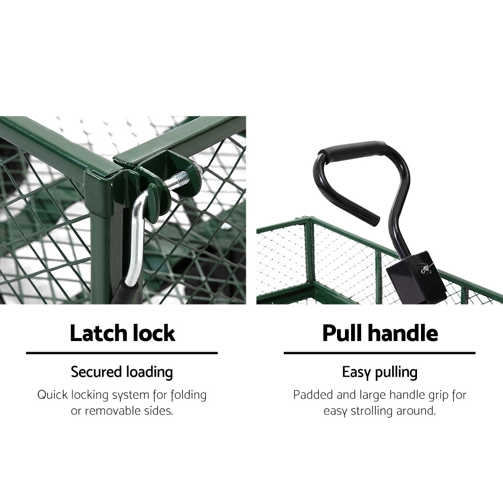 Gardeon Mesh Garden Steel Cart - Green-Home & Garden > Garden Tools-PEROZ Accessories
