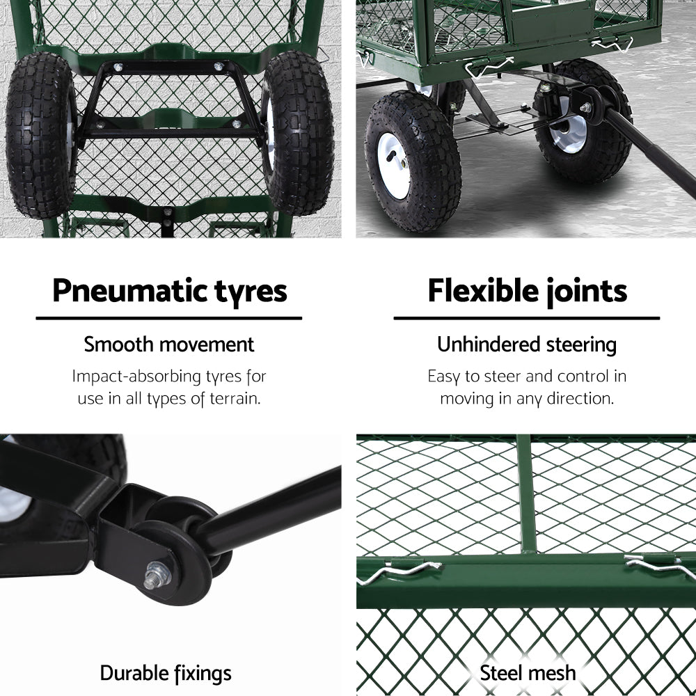 Gardeon Mesh Garden Steel Cart - Green-Home & Garden > Garden Tools-PEROZ Accessories