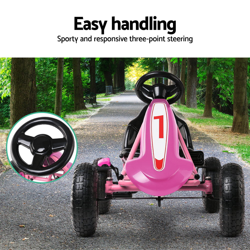Rigo Kids Pedal Go Kart Car Ride On Toys Racing Bike Rubber Tyre Adjustable Seat-Baby & Kids > Ride on Cars, Go-karts & Bikes-PEROZ Accessories