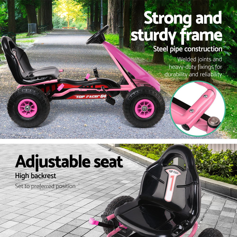 Rigo Kids Pedal Go Kart Car Ride On Toys Racing Bike Rubber Tyre Adjustable Seat-Baby & Kids > Ride on Cars, Go-karts & Bikes-PEROZ Accessories