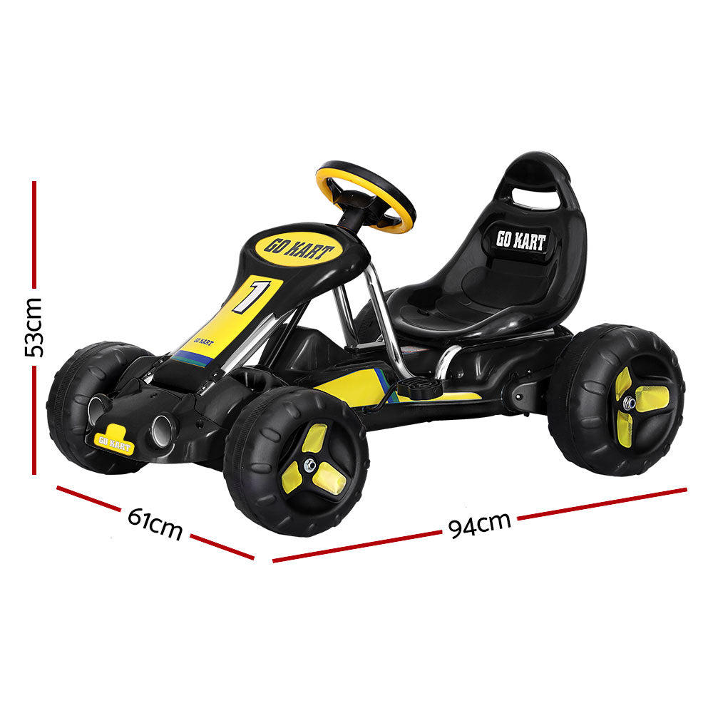 Rigo Kids Pedal Go Kart Ride On Toys Racing Car Plastic Tyre Black-Baby & Kids > Ride on Cars, Go-karts & Bikes-PEROZ Accessories