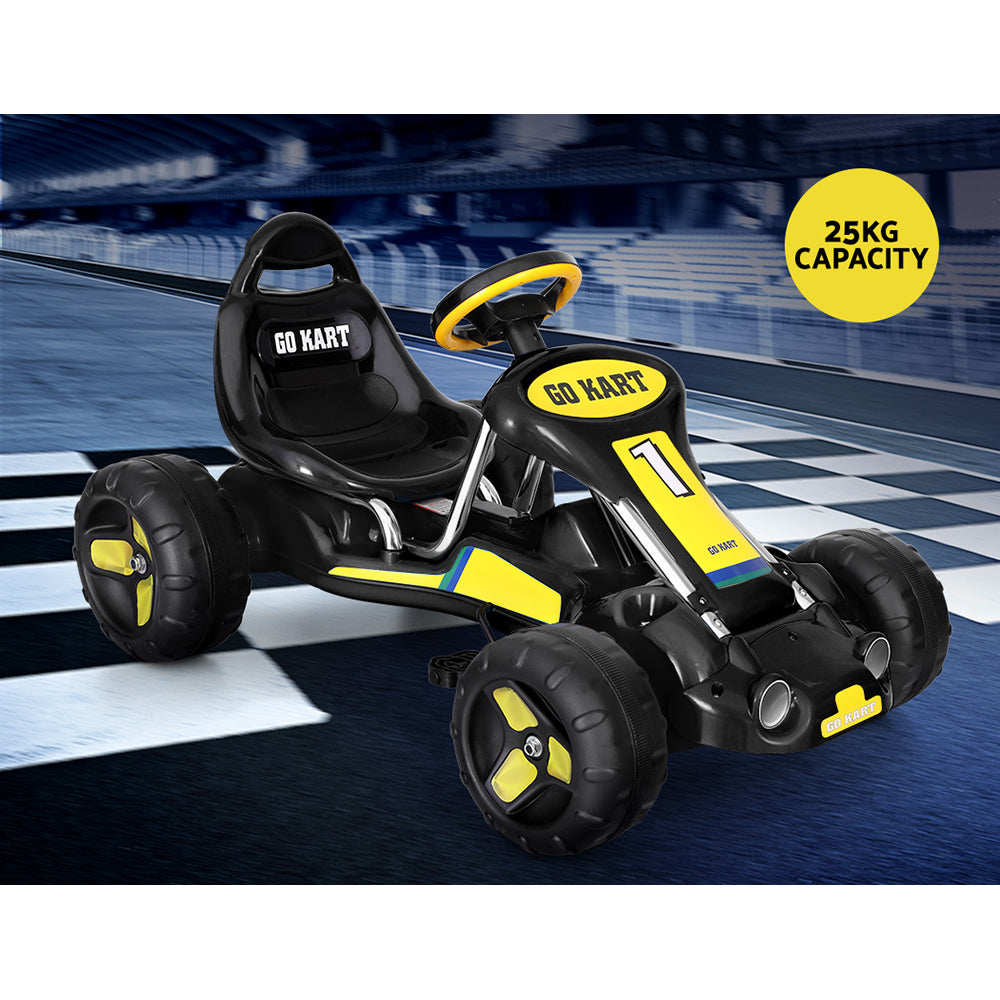 Rigo Kids Pedal Go Kart Ride On Toys Racing Car Plastic Tyre Black-Baby & Kids > Ride on Cars, Go-karts & Bikes-PEROZ Accessories