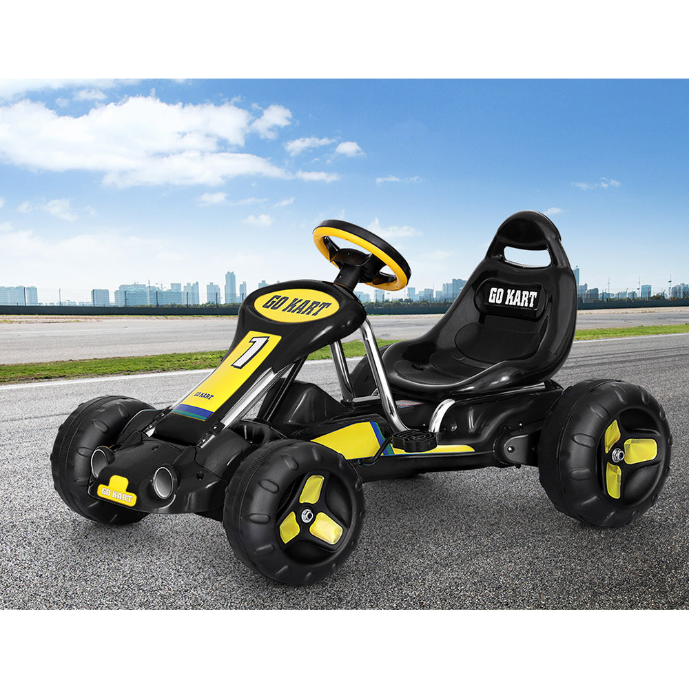 Rigo Kids Pedal Go Kart Ride On Toys Racing Car Plastic Tyre Black-Baby & Kids > Ride on Cars, Go-karts & Bikes-PEROZ Accessories