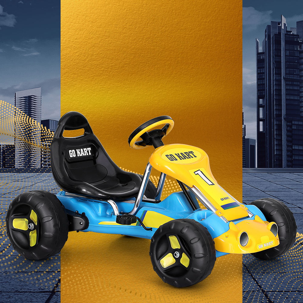 Rigo Kids Pedal Go Kart Ride On Toys Racing Car Plastic Tyre Blue-Baby & Kids > Ride on Cars, Go-karts & Bikes-PEROZ Accessories