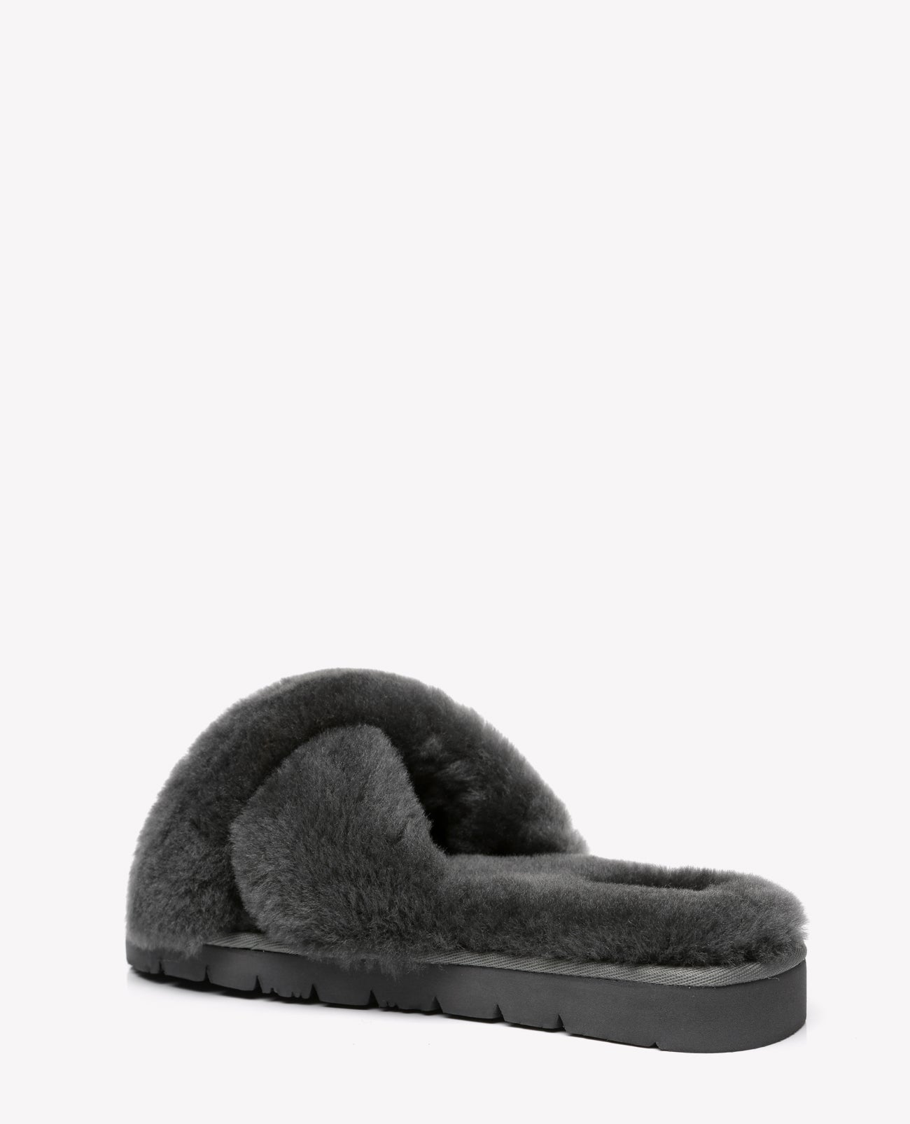 Australian Shepherd Sheepskin Wool Women Fluffy Crossover Slide Slipper Leanna-Slippers-PEROZ Accessories