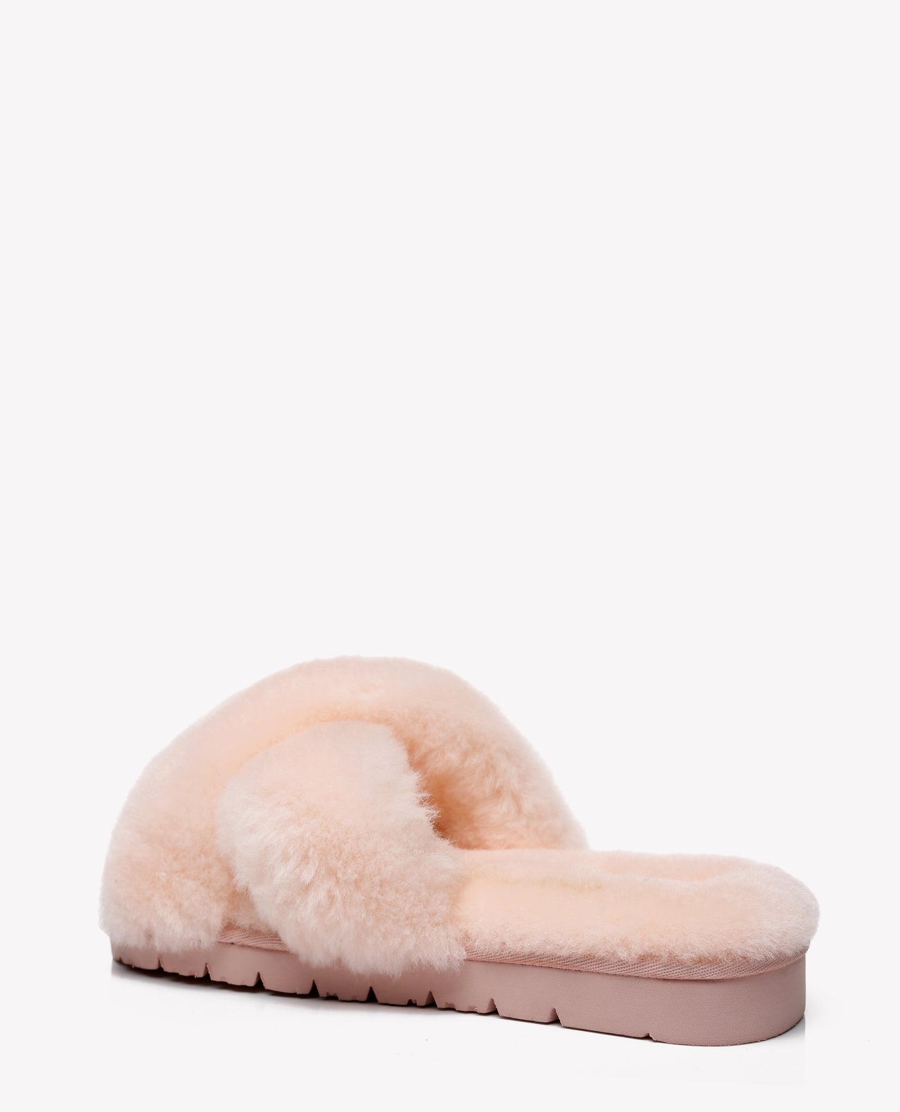 Australian Shepherd Sheepskin Wool Women Fluffy Crossover Slide Slipper Leanna-Slippers-PEROZ Accessories