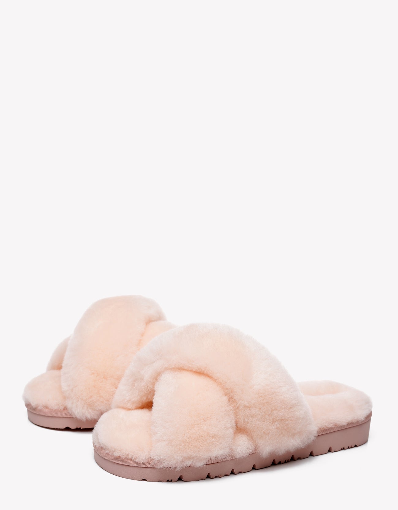 Australian Shepherd Sheepskin Wool Women Fluffy Crossover Slide Slipper Leanna-Slippers-PEROZ Accessories