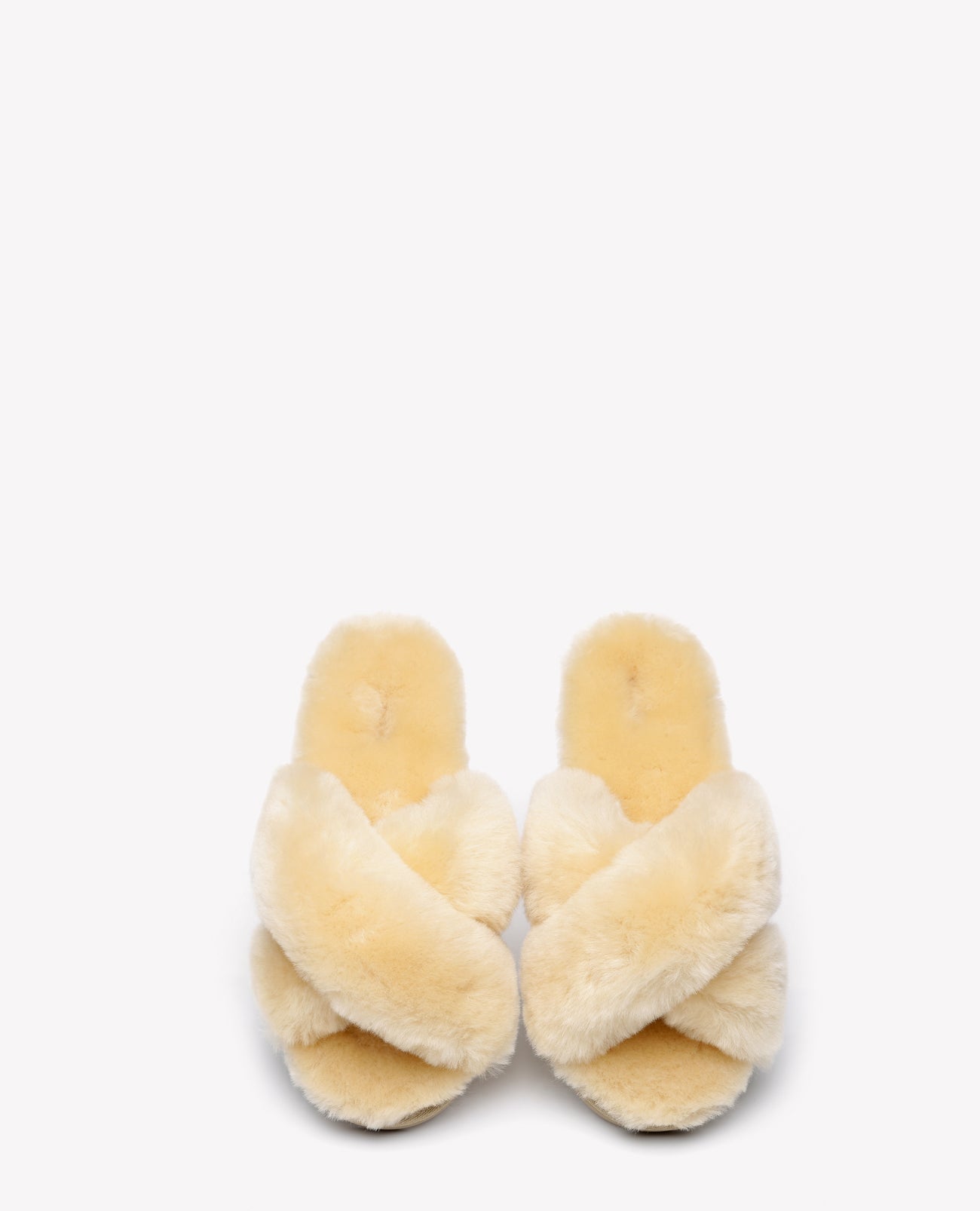 Australian Shepherd Sheepskin Wool Women Fluffy Crossover Slide Slipper Leanna-Slippers-PEROZ Accessories
