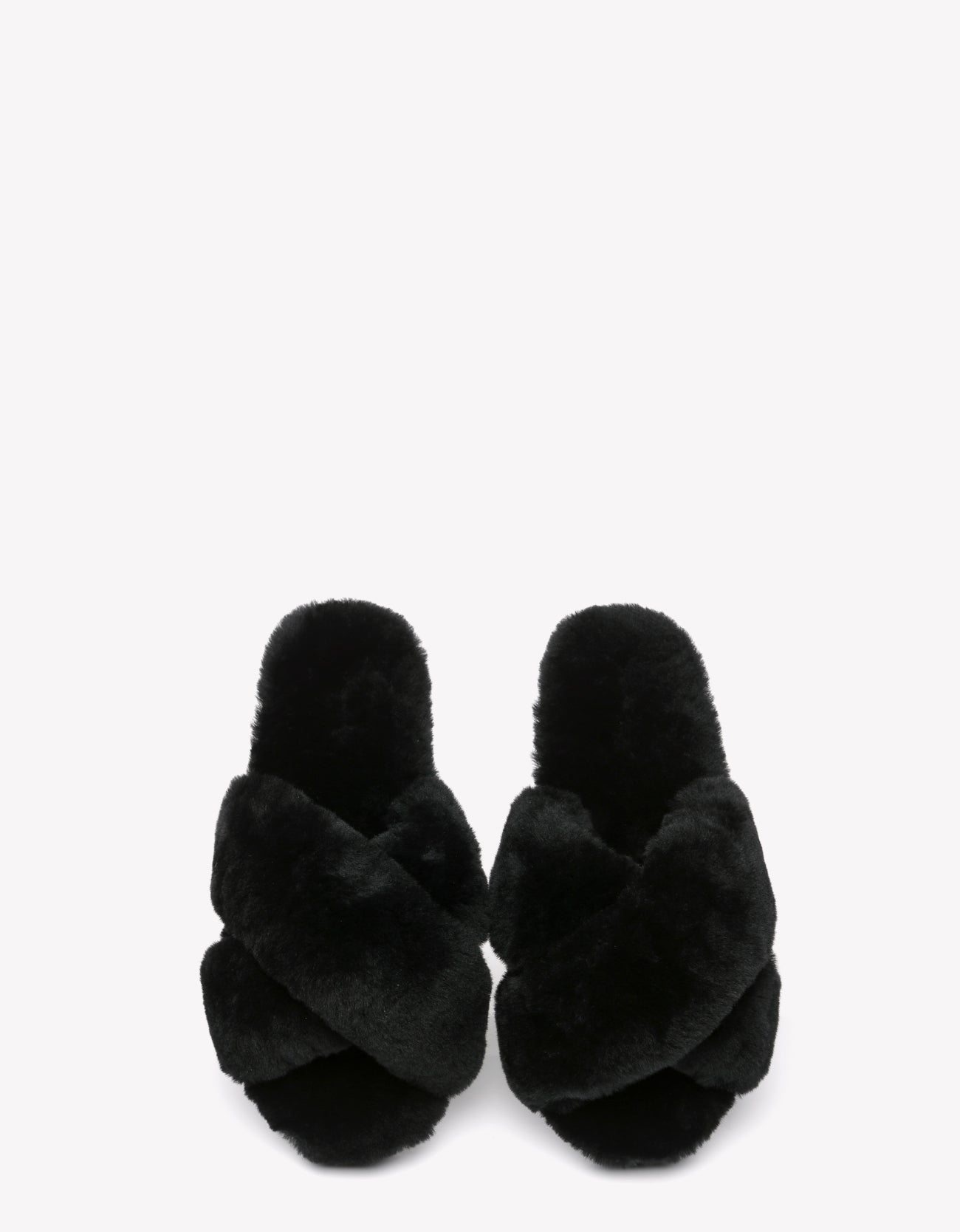 Australian Shepherd Sheepskin Wool Women Fluffy Crossover Slide Slipper Leanna-Slippers-PEROZ Accessories