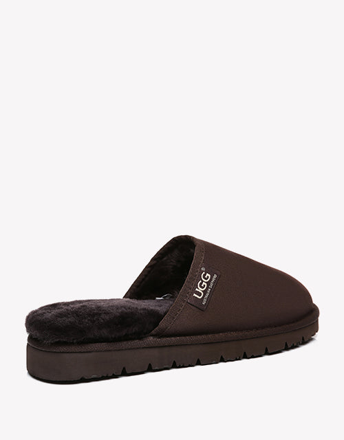 Australian Shepherd UGG Men Scuffs Slippers Sheepskin-Slippers-PEROZ Accessories