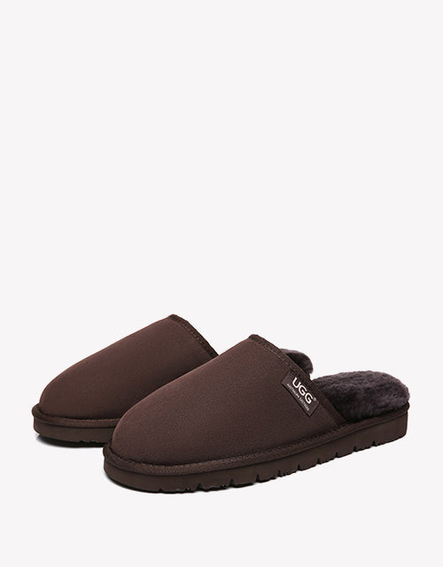 Australian Shepherd UGG Men Scuffs Slippers Sheepskin-Slippers-PEROZ Accessories