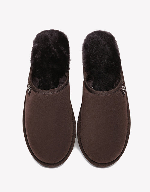 Australian Shepherd UGG Men Scuffs Slippers Sheepskin-Slippers-PEROZ Accessories