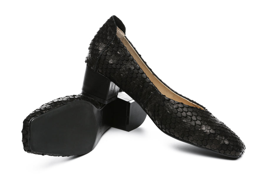 Australian Shepherd Leather Low Block Heel Women Sonja-Heels-PEROZ Accessories