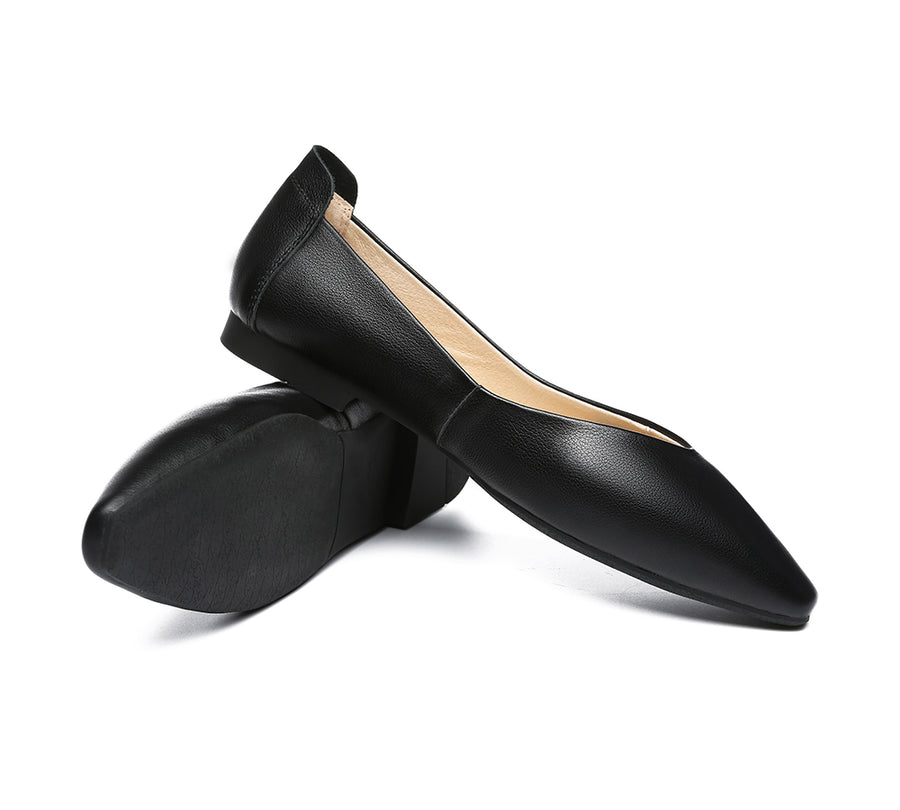 TARRAMARRA Pointed Toe Leather Ballet Flats Women Everly-Flats-PEROZ Accessories