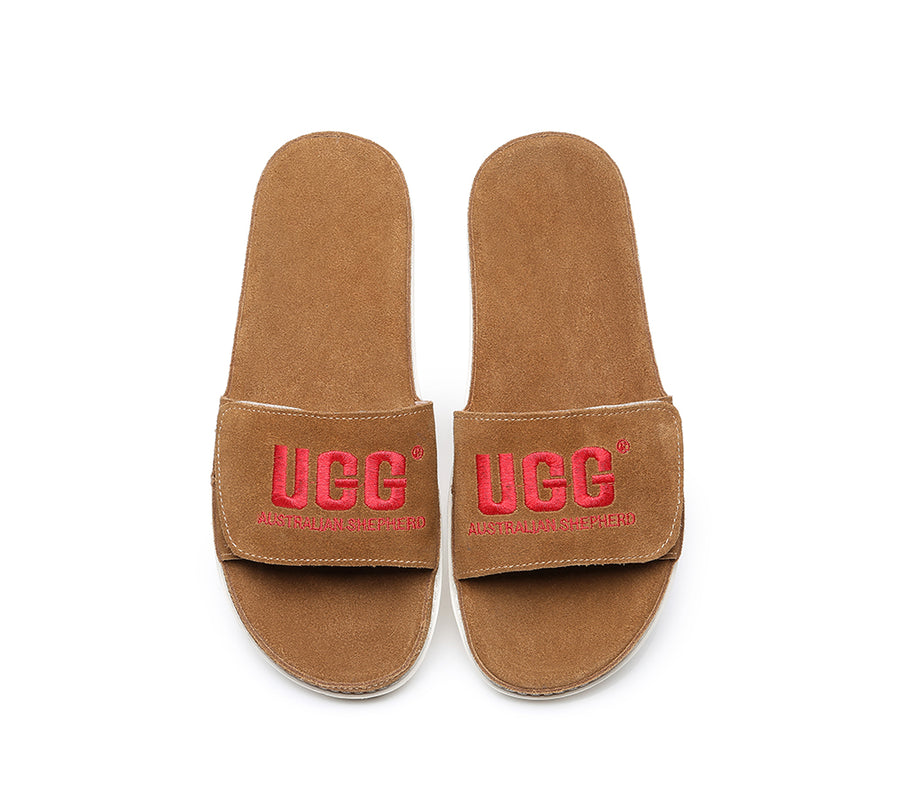 Australian Shepherd Women Slides Suede Gina-Slides-PEROZ Accessories