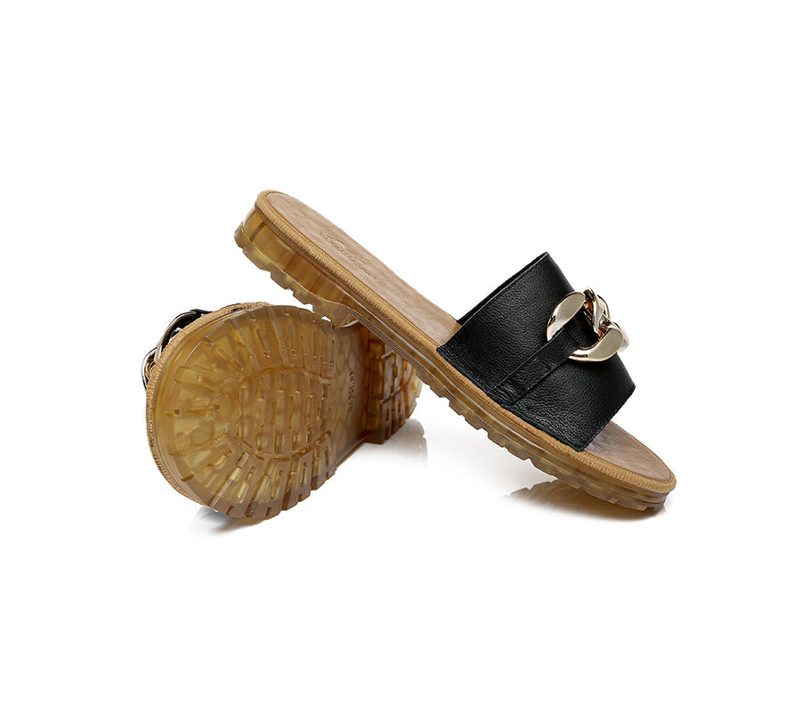 TARRAMARRA Leather Flat Slides Women Jianna Ultra Soft Footbed-Slides-PEROZ Accessories