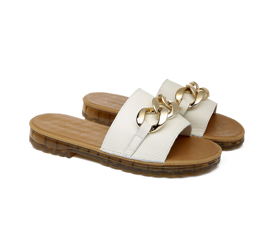 TARRAMARRA Leather Flat Slides Women Jianna Ultra Soft Footbed-Slides-PEROZ Accessories