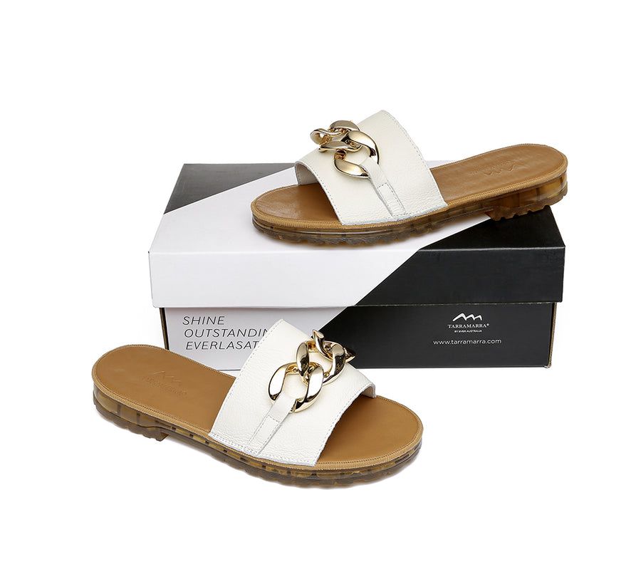 TARRAMARRA Leather Flat Slides Women Jianna Ultra Soft Footbed-Slides-PEROZ Accessories