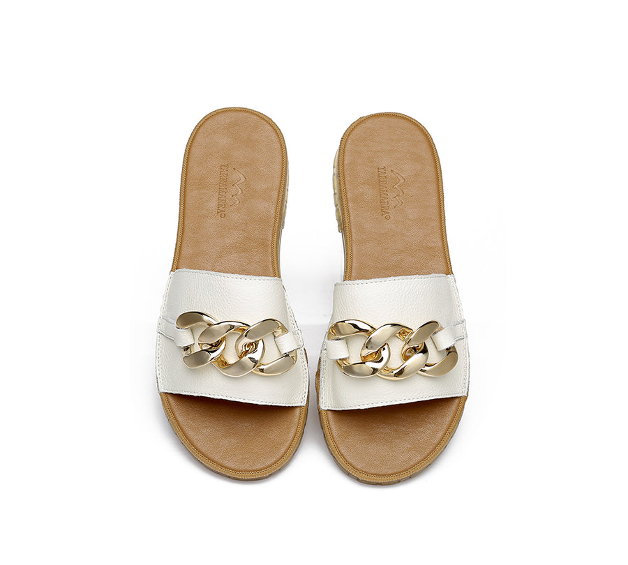 TARRAMARRA Leather Flat Slides Women Jianna Ultra Soft Footbed-Slides-PEROZ Accessories