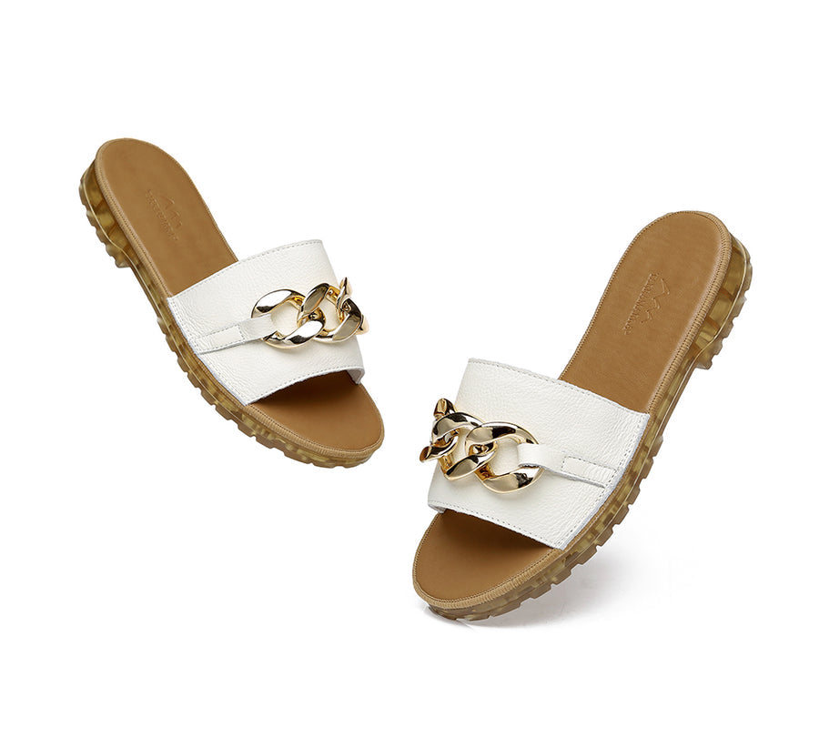 TARRAMARRA Leather Flat Slides Women Jianna Ultra Soft Footbed-Slides-PEROZ Accessories