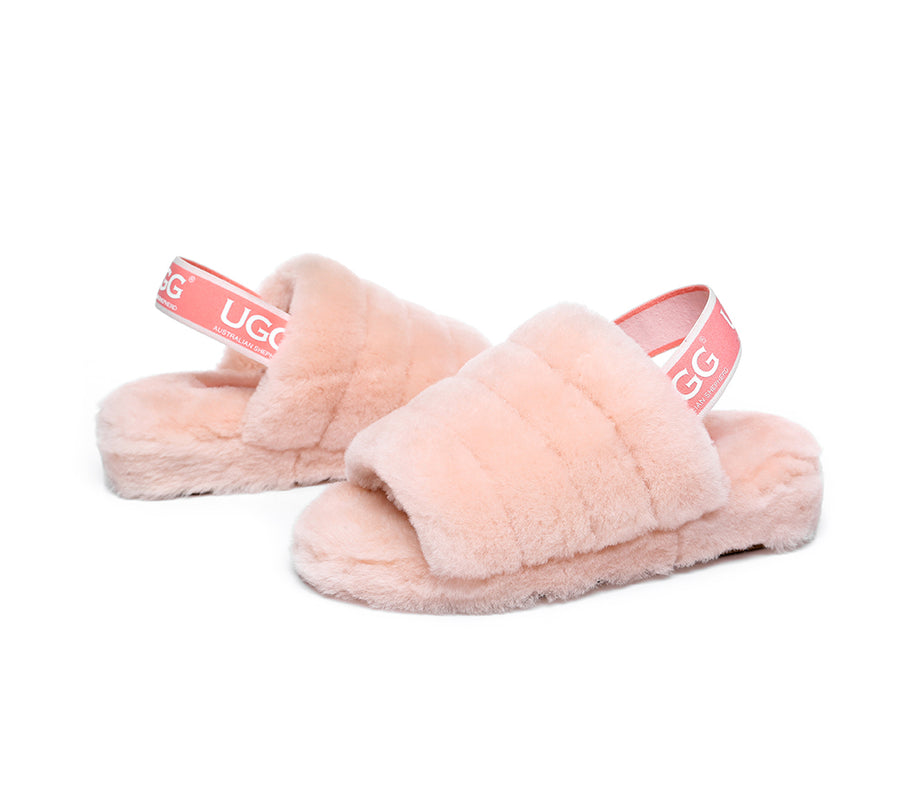 Australian Shepherd AS UGG Women Fluffy Slides Puffy-Slides-PEROZ Accessories