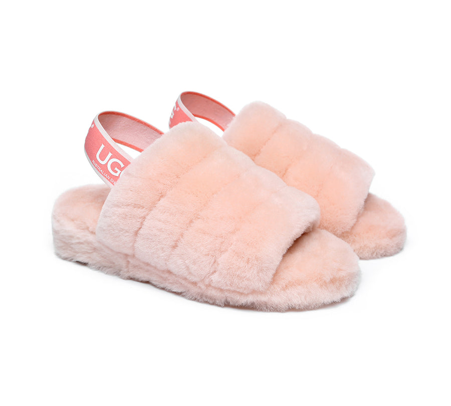 Australian Shepherd AS UGG Women Fluffy Slides Puffy-Slides-PEROZ Accessories