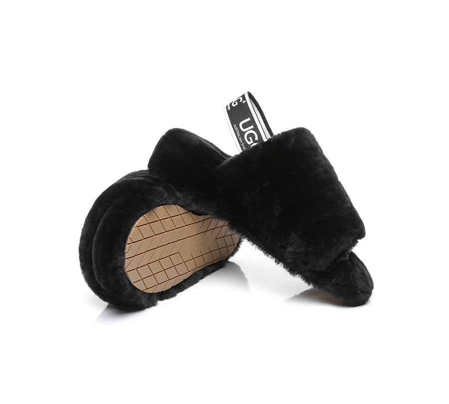 Australian Shepherd AS UGG Women Fluffy Slides Puffy-Slides-PEROZ Accessories