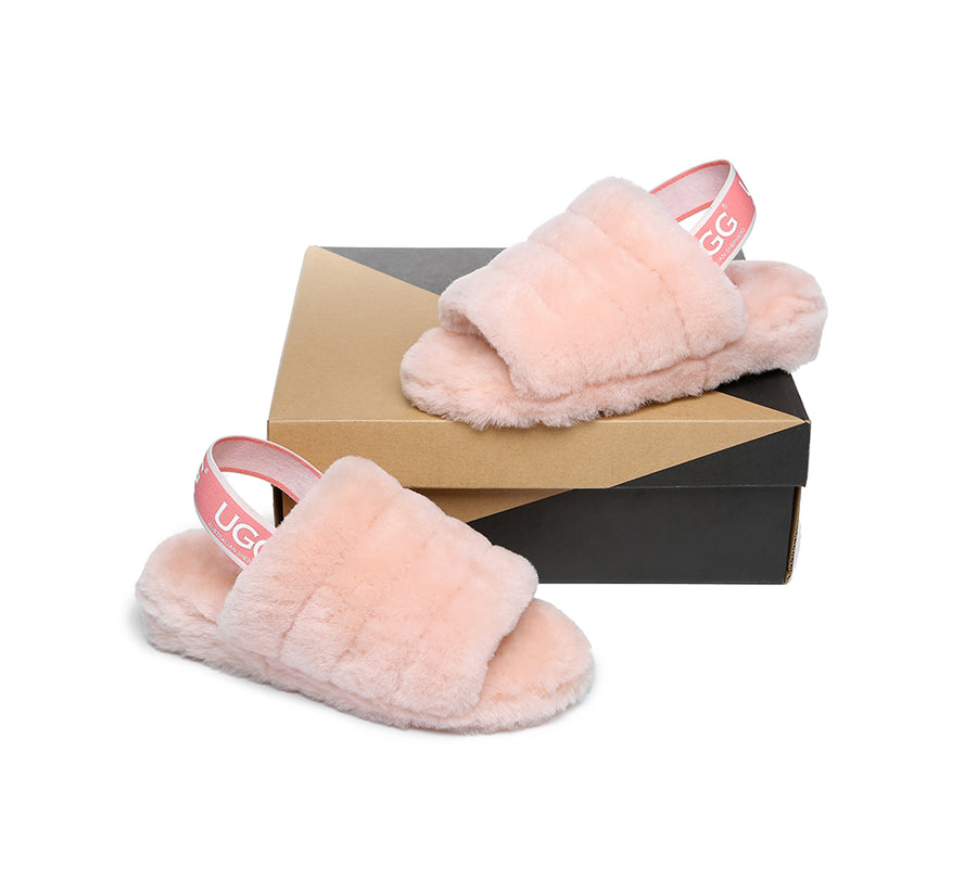 Australian Shepherd AS UGG Women Fluffy Slides Puffy-Slides-PEROZ Accessories