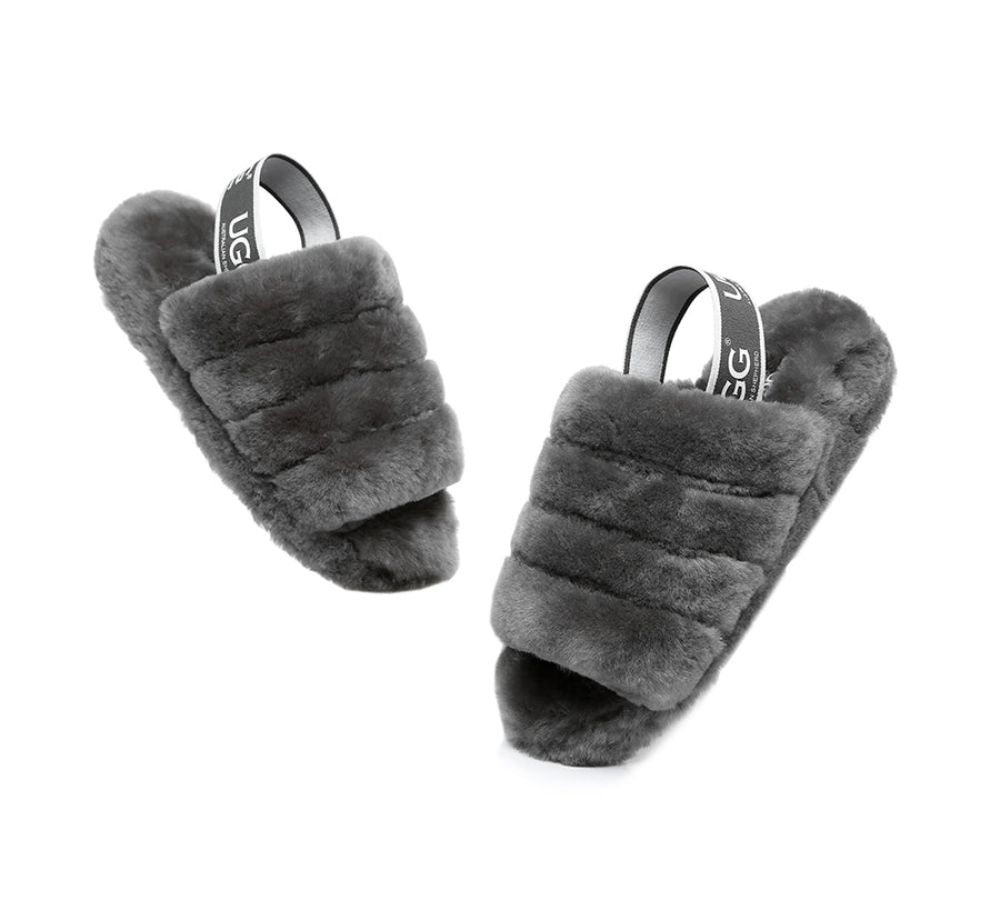 Australian Shepherd AS UGG Women Fluffy Slides Puffy-Slides-PEROZ Accessories