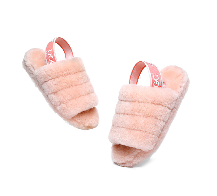 Australian Shepherd AS UGG Women Fluffy Slides Puffy-Slides-PEROZ Accessories